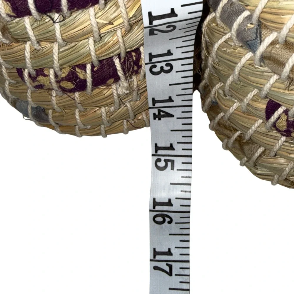 Handmade Seagrass Woven Basket, Double Bottle/Wine Carrier Storage, Boho Organic